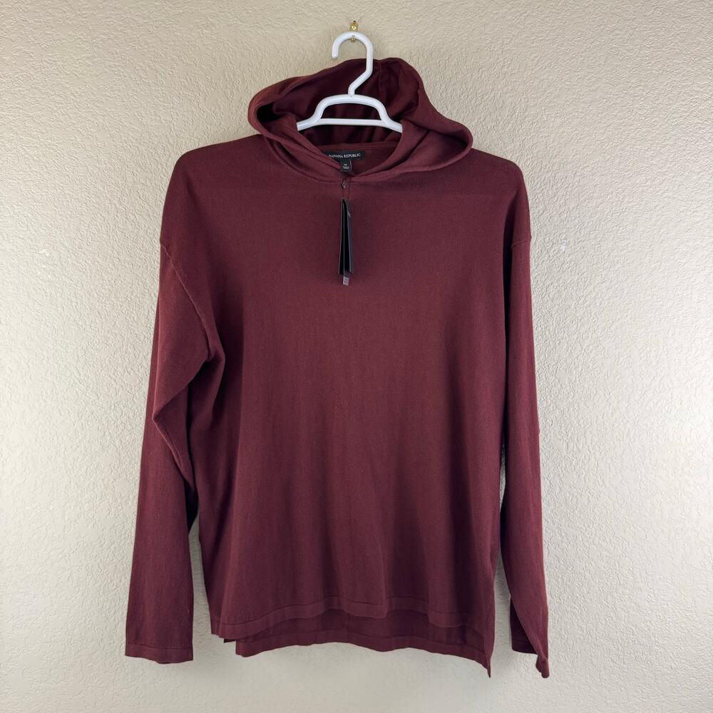 NEW Banana Republic Core Temp Easy Long Sleeve Sweater Hoodie Maroon Mens Size M